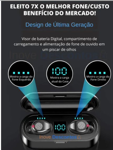 Estojo do fone com visor digital de bateria
