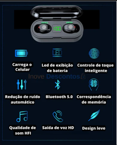 Principais recursos do fone